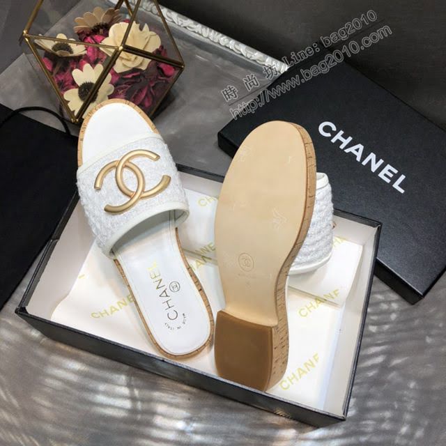 Chanel女鞋 香奈兒春夏專新款一字拖鞋  naq1152